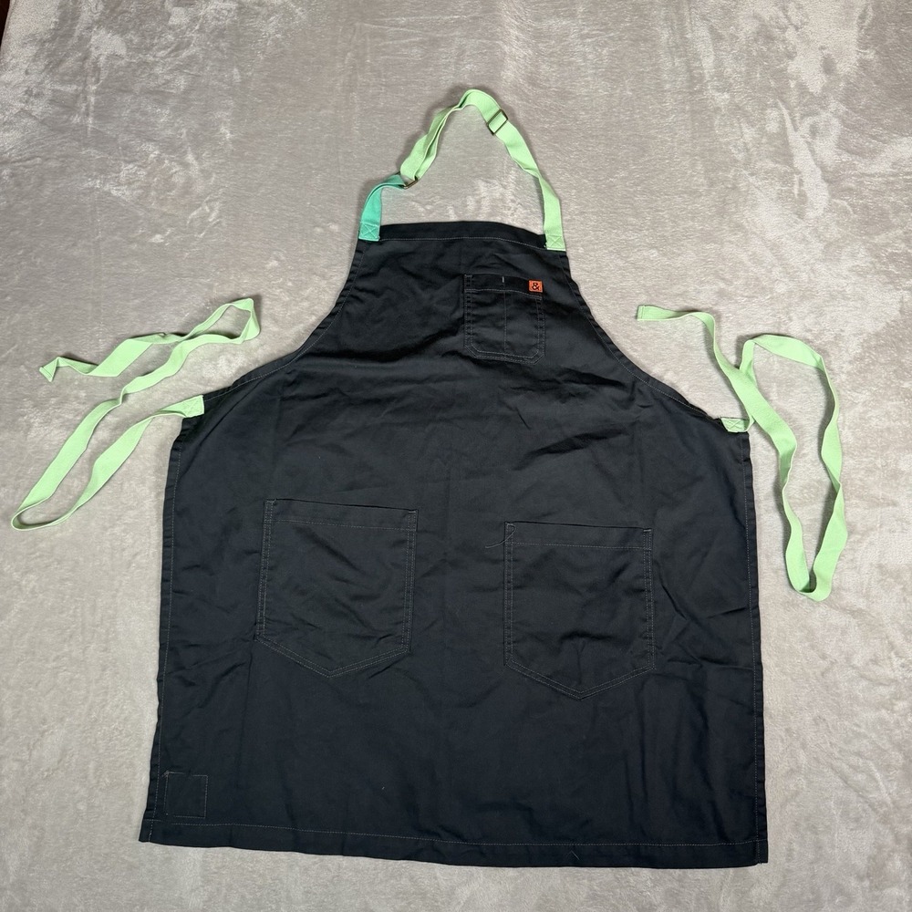 Hedley Bennett Culinary Apron Essential Charcoal Grey Mint Green Straps USA